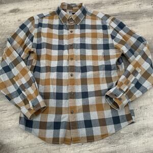 Eddie Bauer Flannel Shirt Mens Sz Medium Blue Buffalo Plaid Check Classic Fit